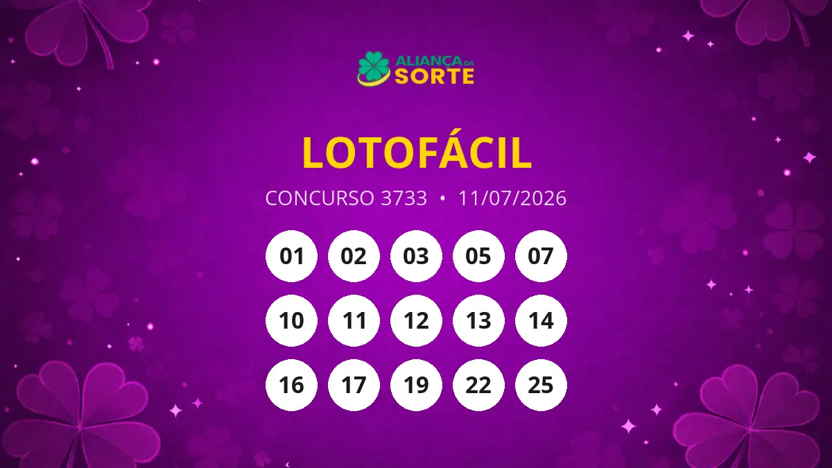 Resultados do Concurso 3733 da Lotofácil