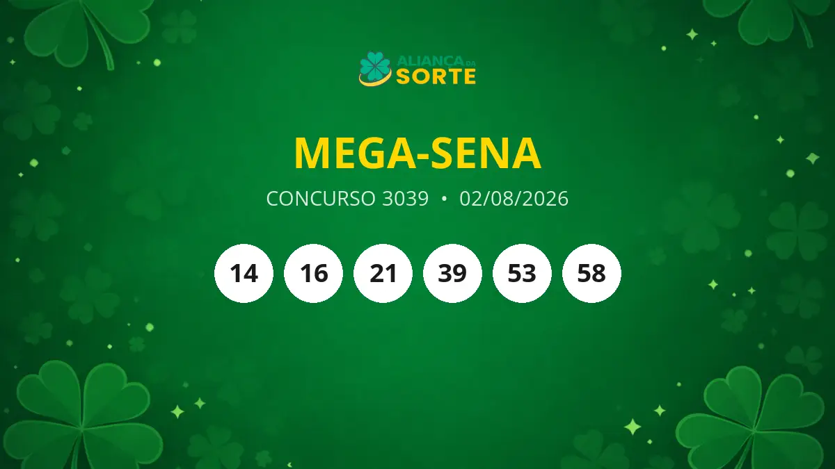 Resultados do Concurso 3039 da Mega-Sena