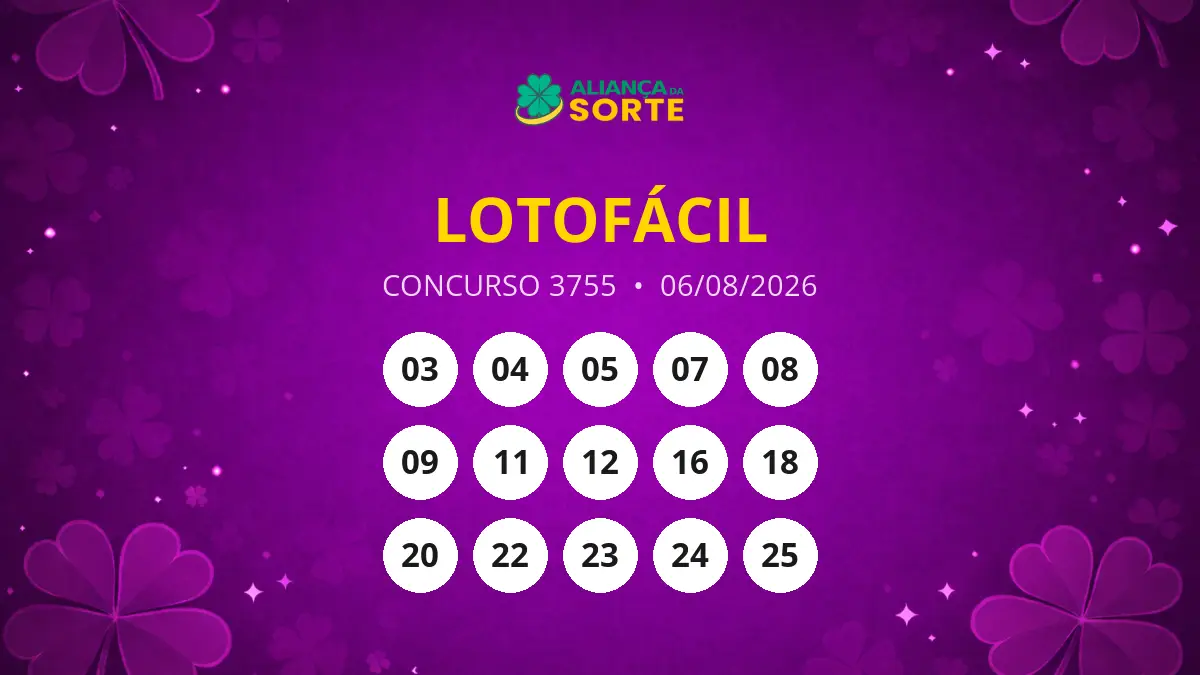 Resultados do Concurso 3755 da Lotofácil