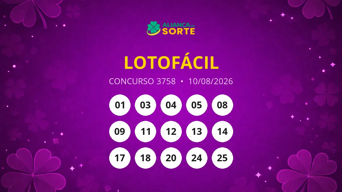 Resultado do Concurso 3758 da Lotofácil