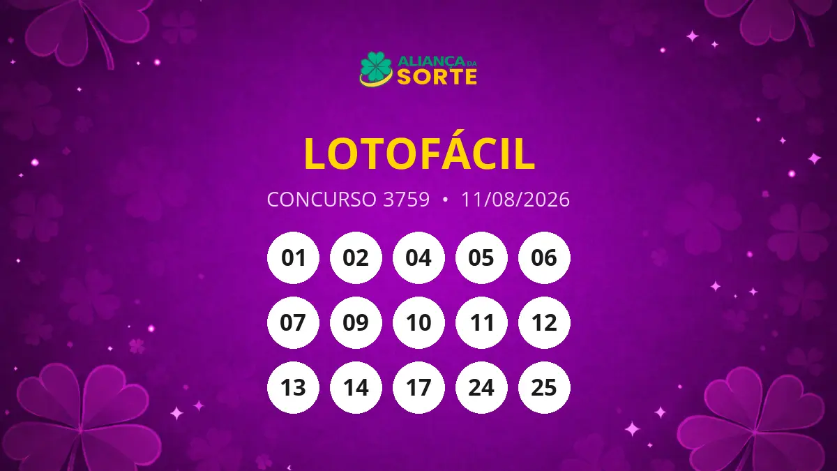 Resultados do Concurso 3759 da Lotofácil