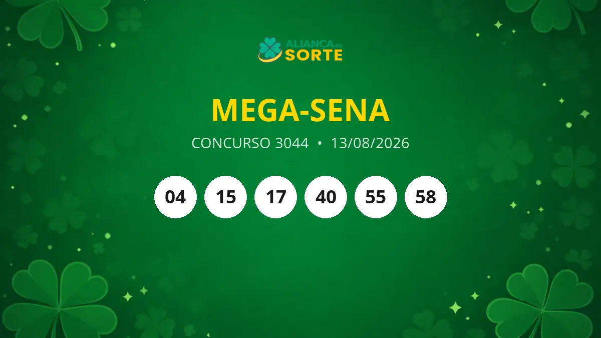 Mega-Sena: Resultado do Concurso 3044