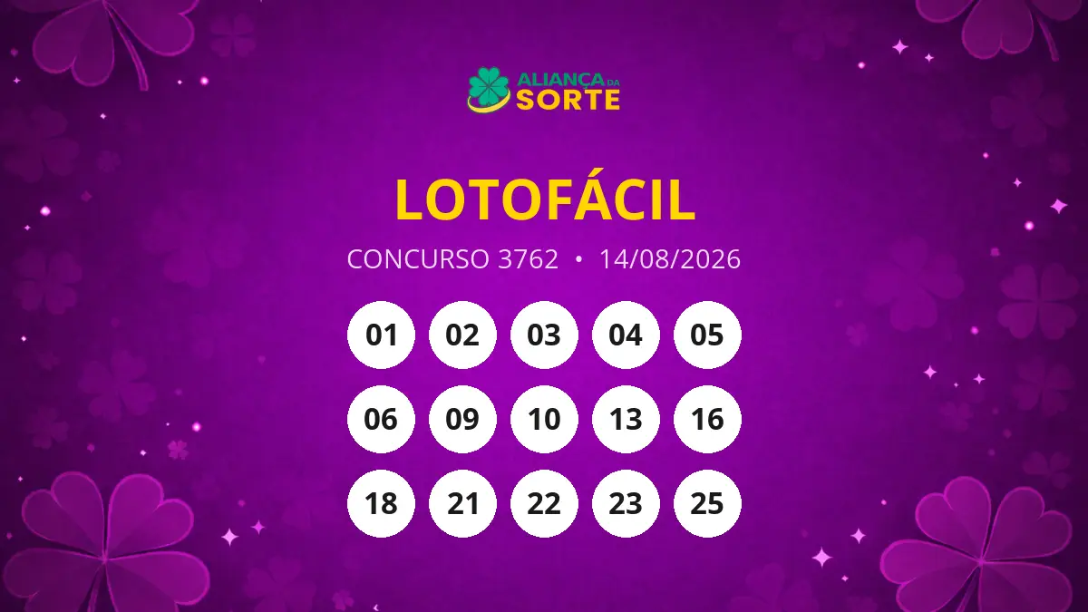 Resultados do Concurso 3762 da Lotofácil