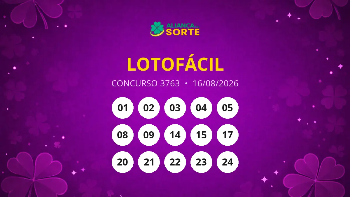 Resultado do Concurso 3763 da Lotofácil