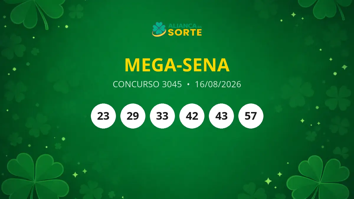 Mega-Sena: Concurso 3045 acumula e próximo prêmio pode chegar a R$ 45 milhões