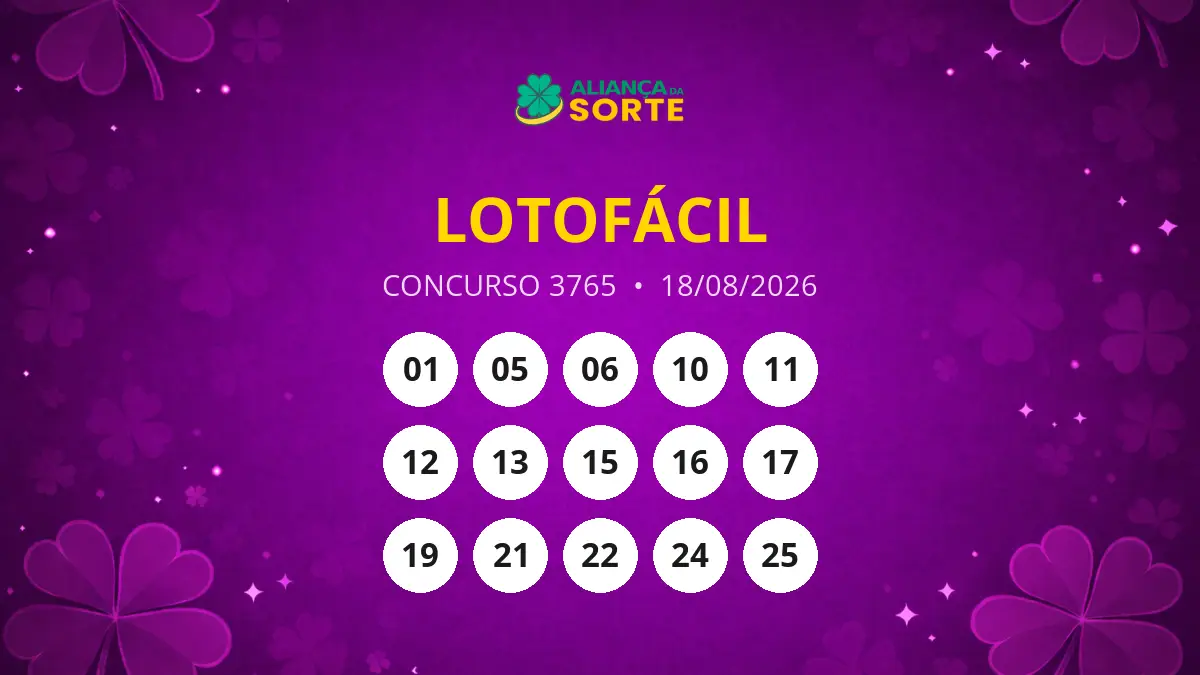 Resultado do Concurso 3765 da Lotofácil