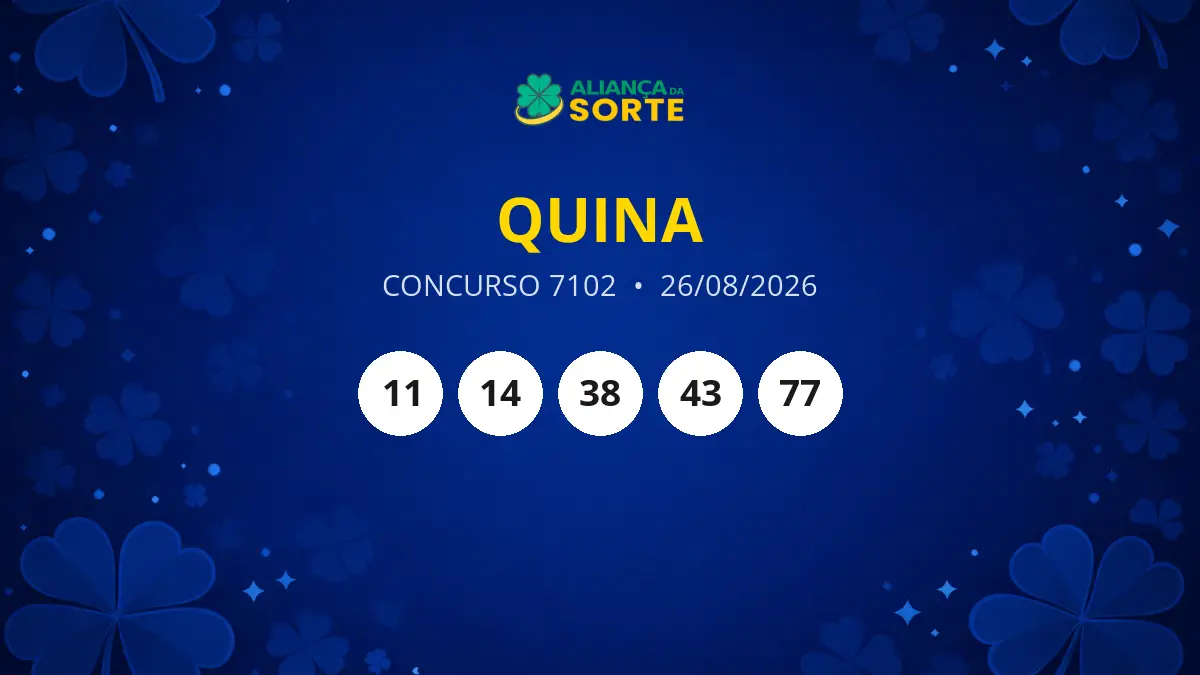 Resultado do Concurso 7102 da Quina - Loteria da Caixa