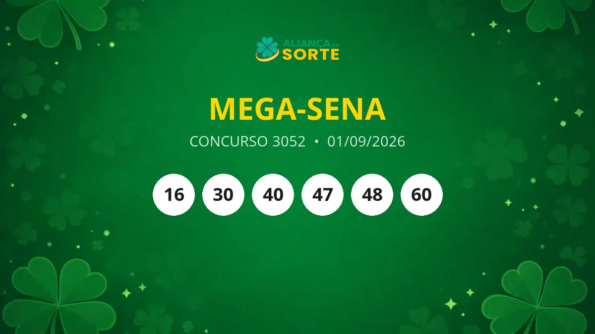 Mega-Sena concurso 3052: Resultados e prêmios da noite