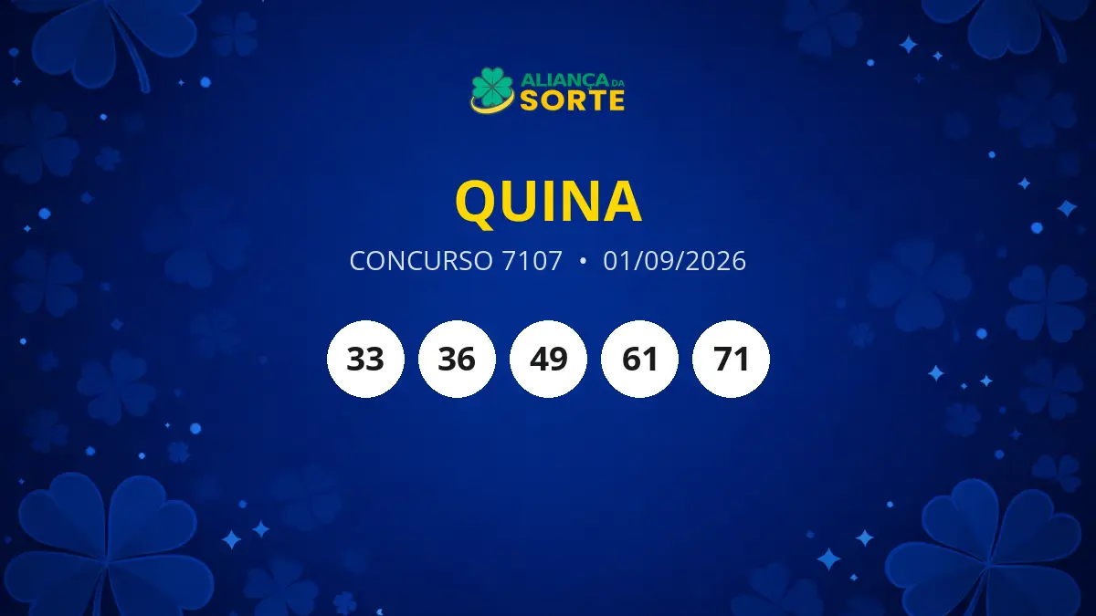 Resultado do Concurso 7107 da Quina - 01/09/2026