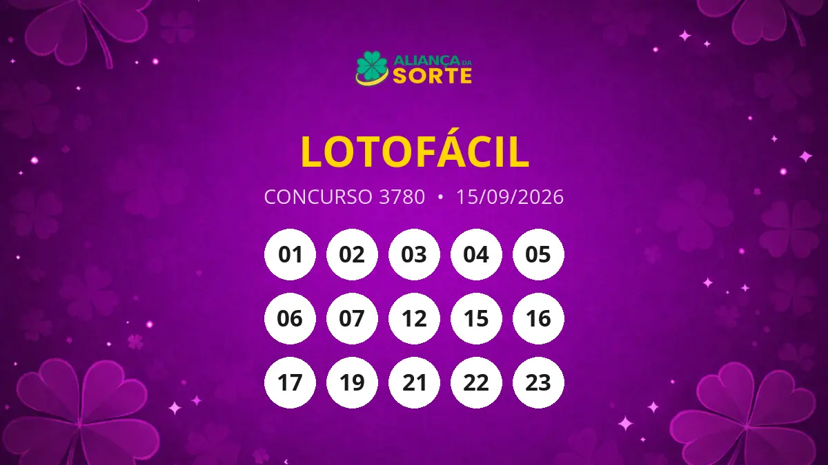 Resultados do Concurso 3780 da Lotofácil