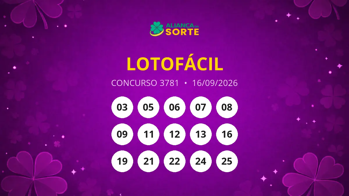 Resultados Lotofácil Concurso 3781: Prêmio Acumulado e Números Sorteados
