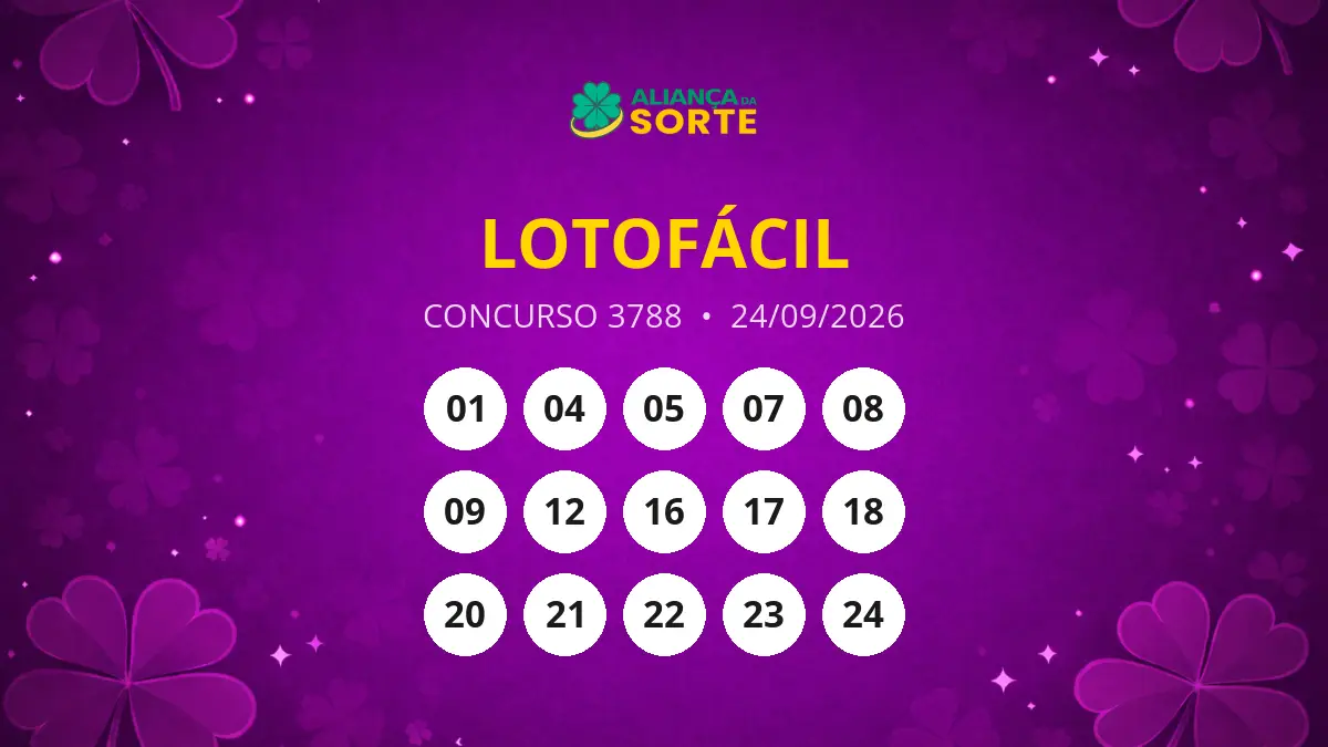 Resultado do Concurso 3788 da Lotofácil – 24/09/2026